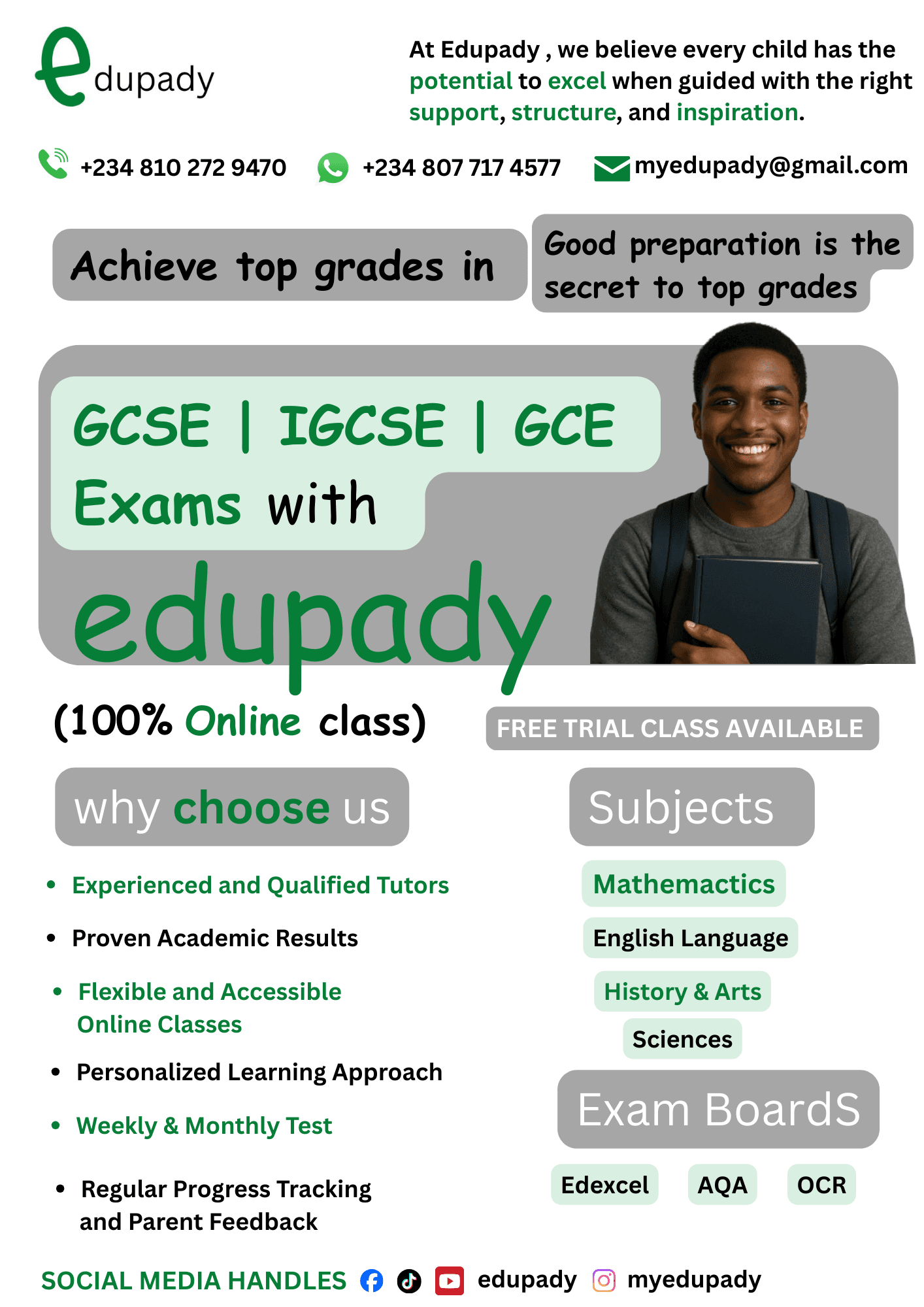 GCSE IGCSE GCE tutoring with Edupady